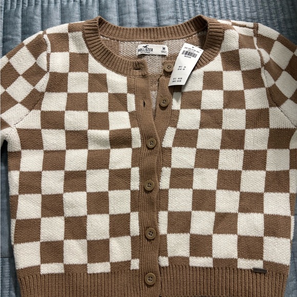 NWT Hollister Checkered Cardigan Sweater - Picture 4 of 7